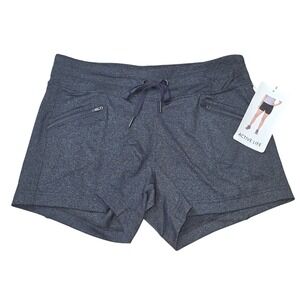 Active Life Shorts Women S Gray Heather Charcoal Zip Pocket Drawstring Athletic